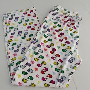 Roller Rabbit Whale Multicolored Pajamas Bottoms Pants Comfy Sleepwear Sz Small